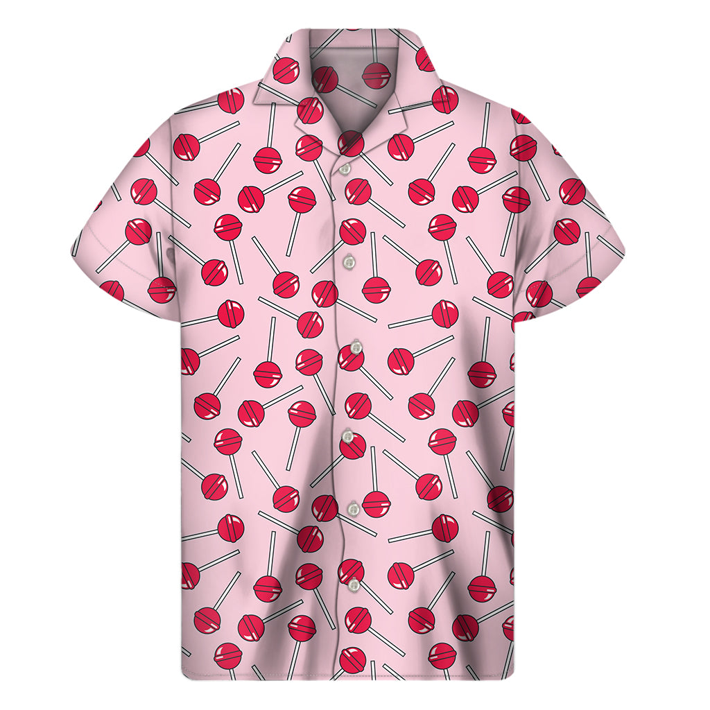 Cartoon Lollipop Pattern Print Men's Short Sleeve Shirt