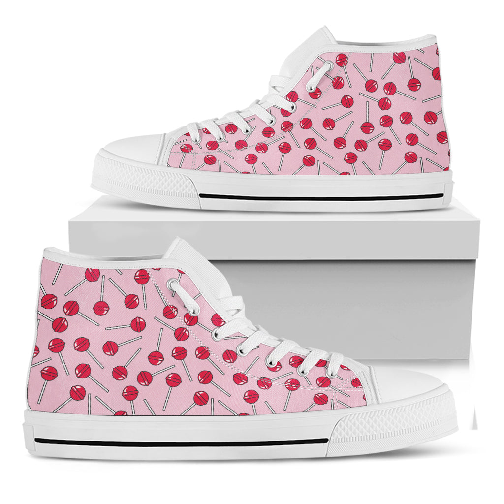 Cartoon Lollipop Pattern Print White High Top Shoes