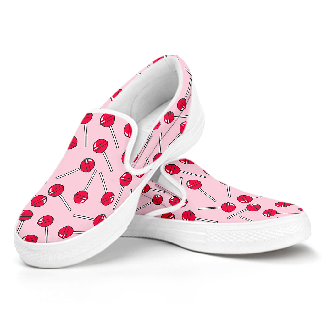 Cartoon Lollipop Pattern Print White Slip On Shoes