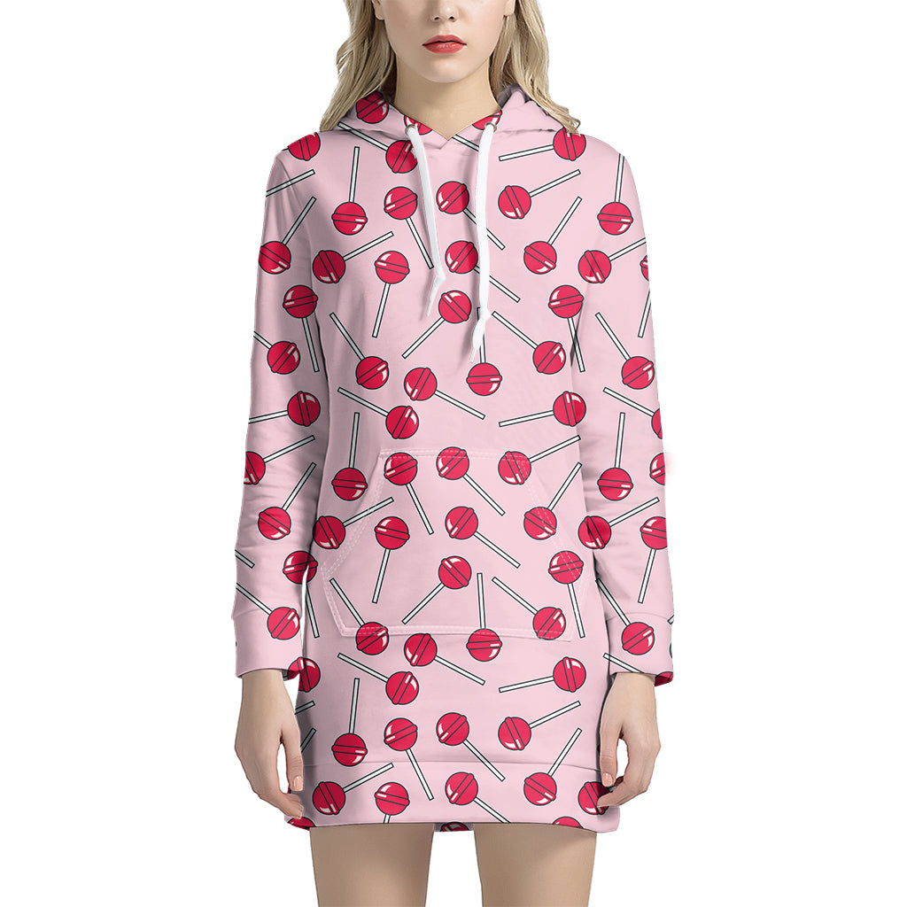 Cartoon Lollipop Pattern Print Women's Pullover Hoodie Dress