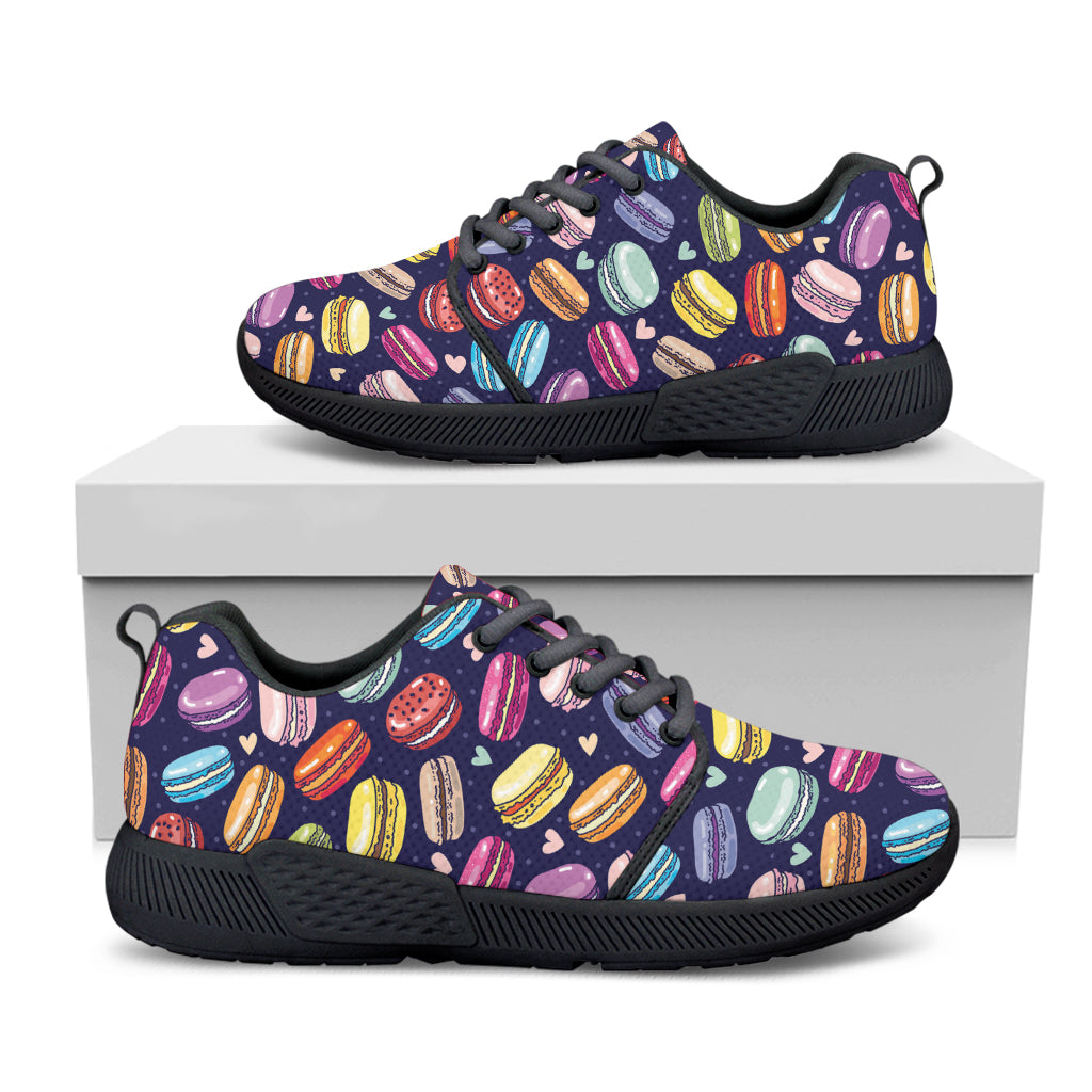 Cartoon Macaron Pattern Print Black Athletic Shoes