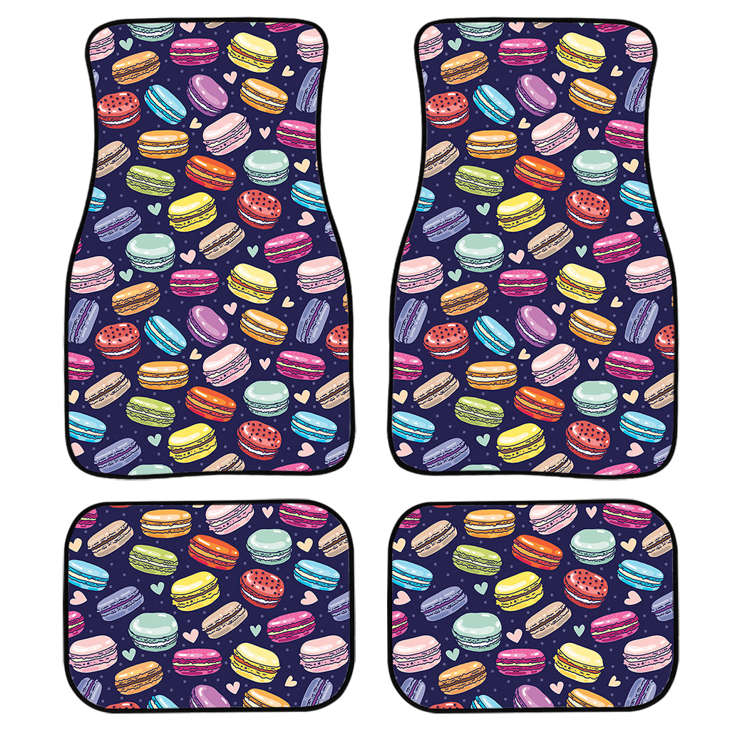 Cartoon Macaron Pattern Print Front and Back Car Floor Mats