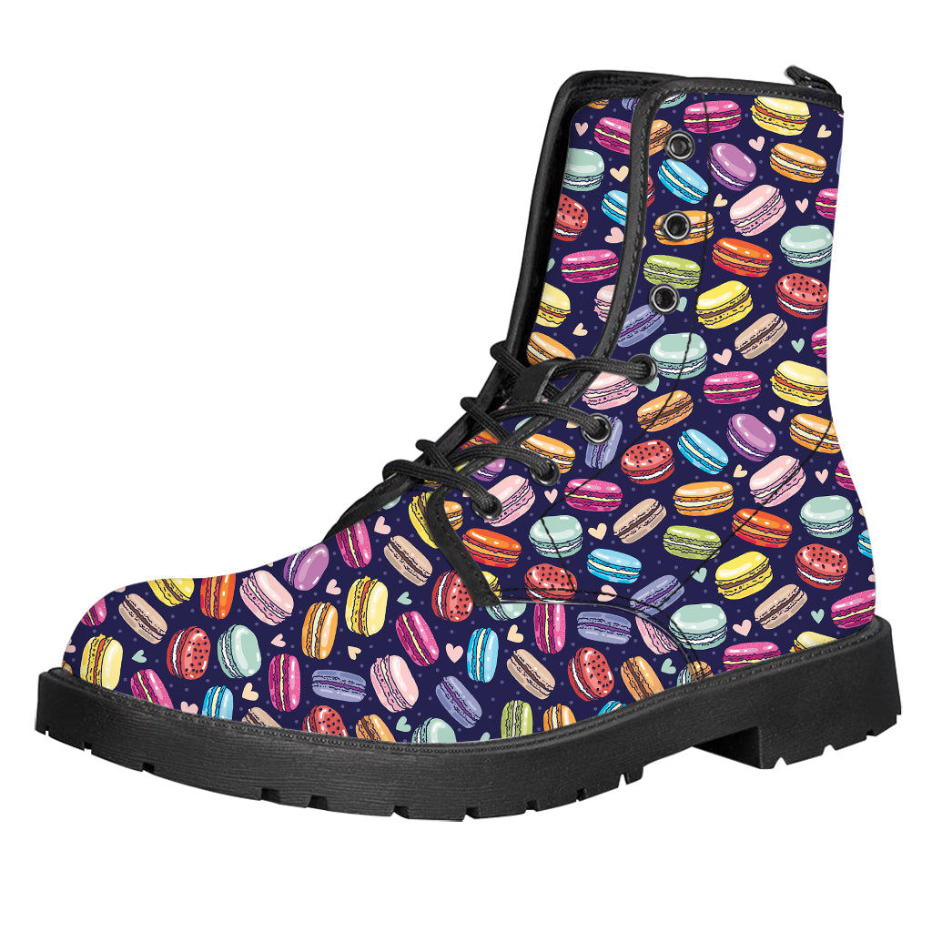 Cartoon Macaron Pattern Print Leather Boots