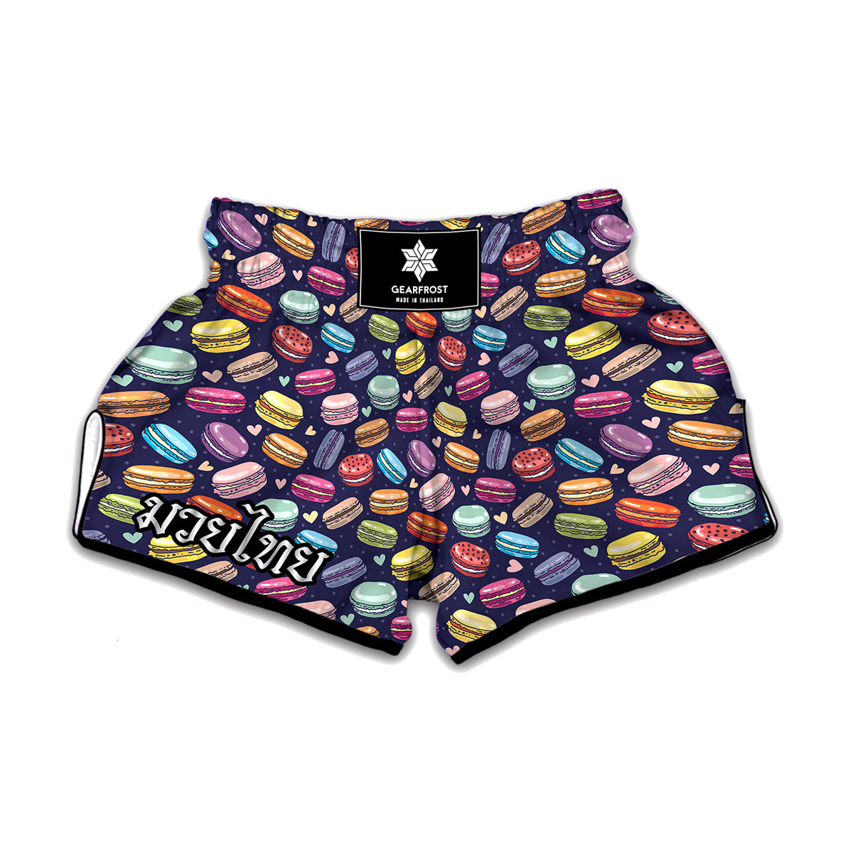 Cartoon Macaron Pattern Print Muay Thai Boxing Shorts