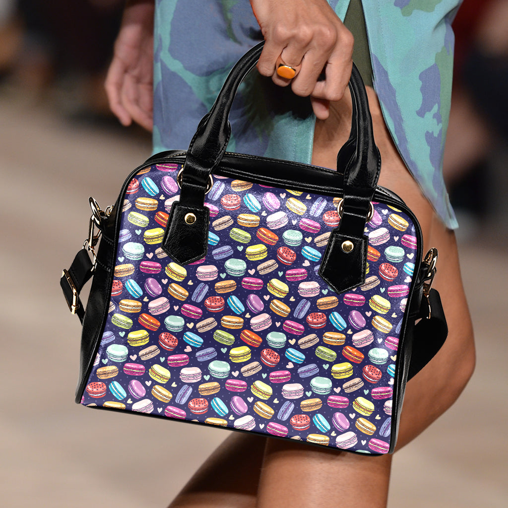 Cartoon Macaron Pattern Print Shoulder Handbag