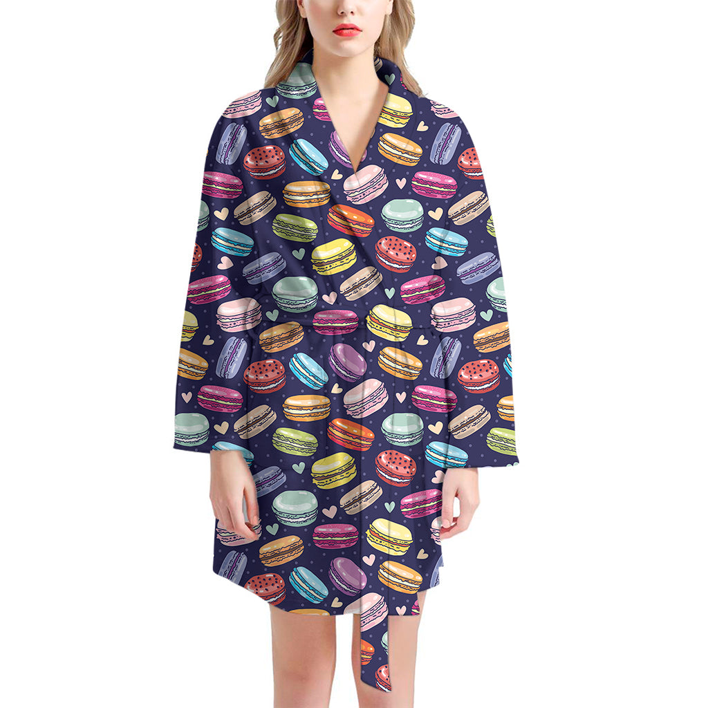 Cartoon Macaron Pattern Print Women's Bathrobe