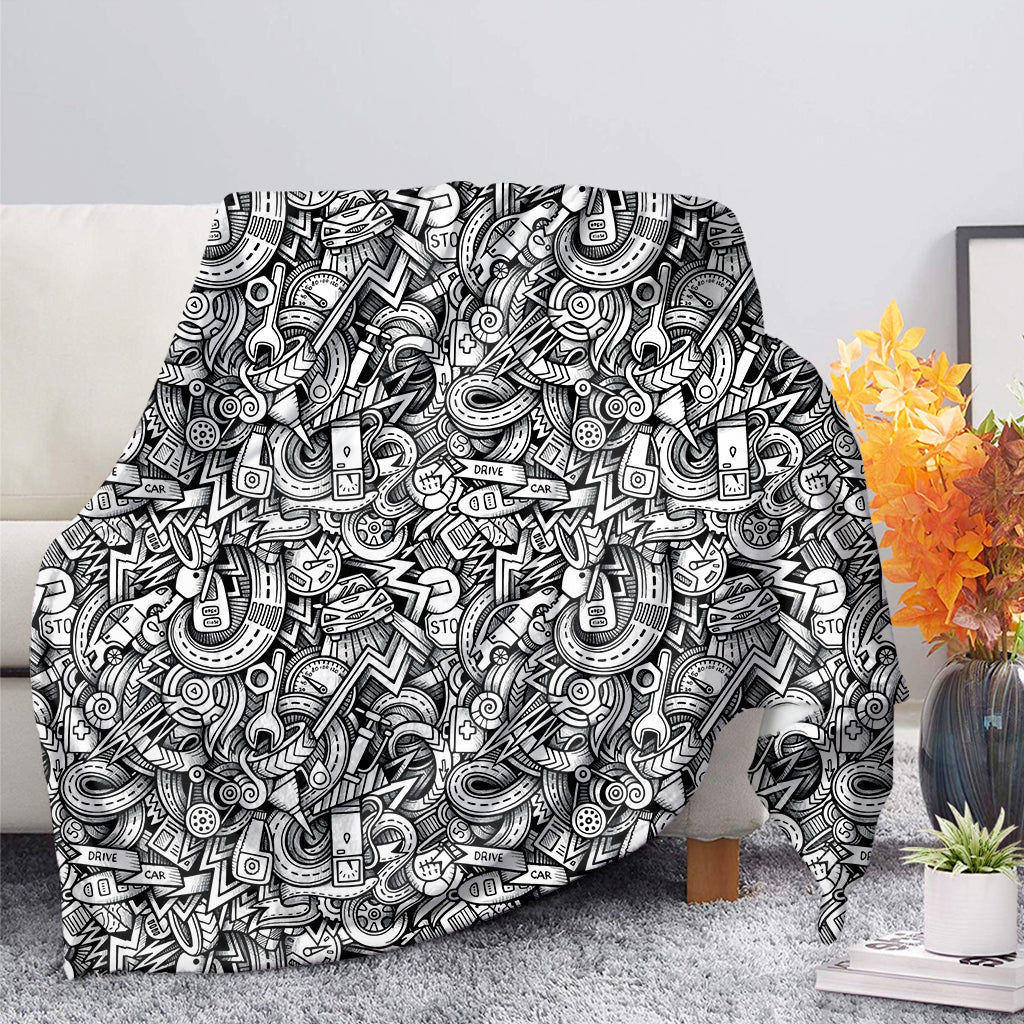 Cartoon Mechanic Pattern Print Blanket