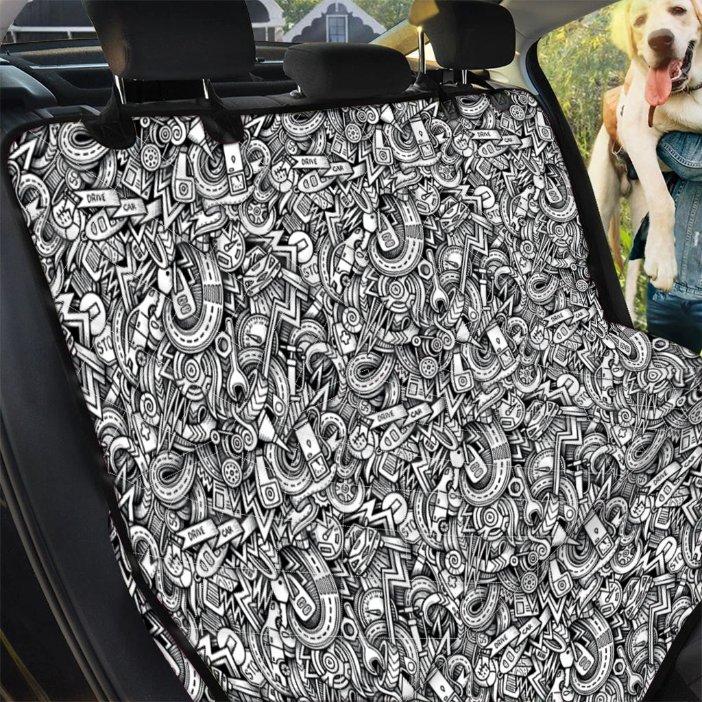 Cartoon Mechanic Pattern Print Pet Car Back Seat Cover