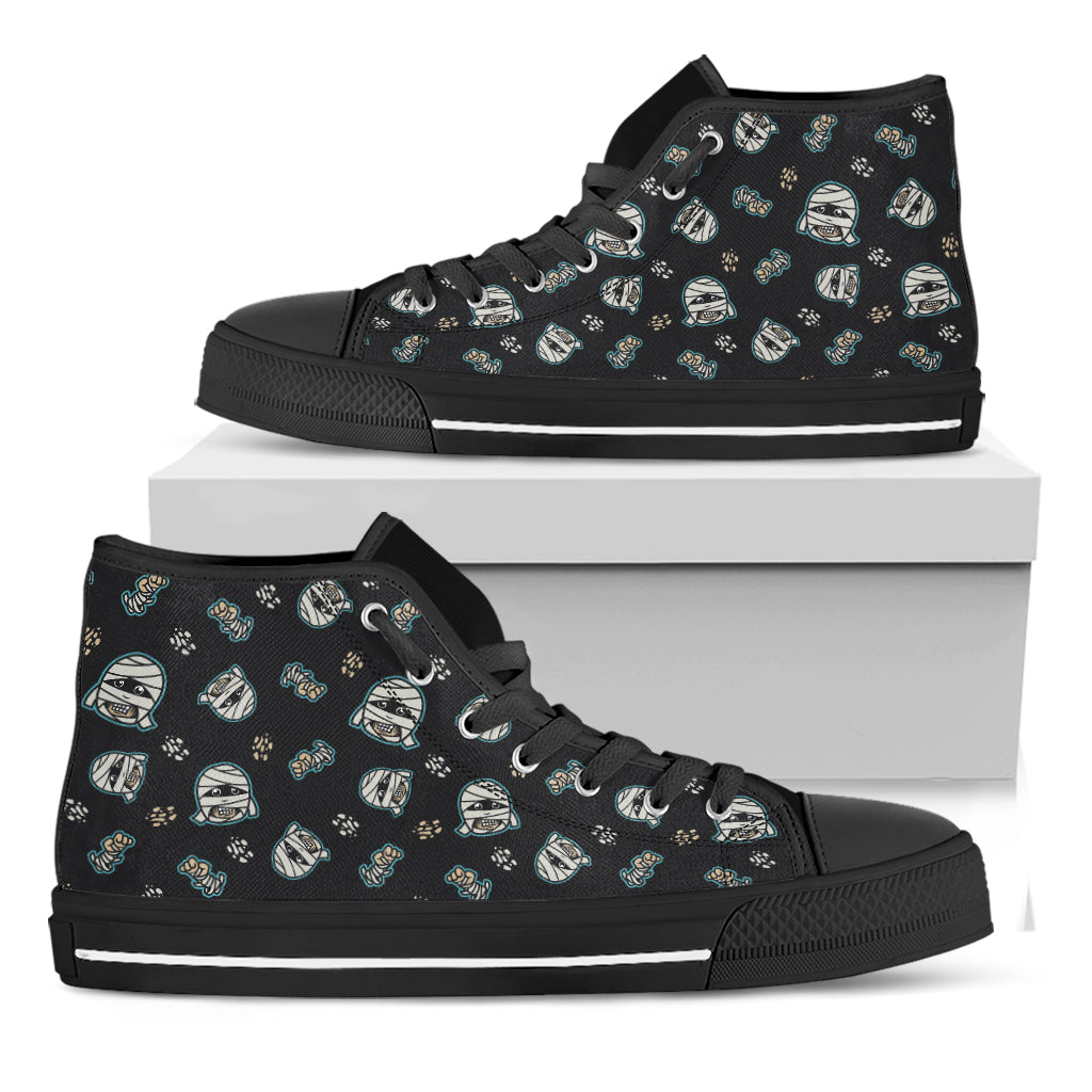 Cartoon Mummy Pattern Print Black High Top Shoes