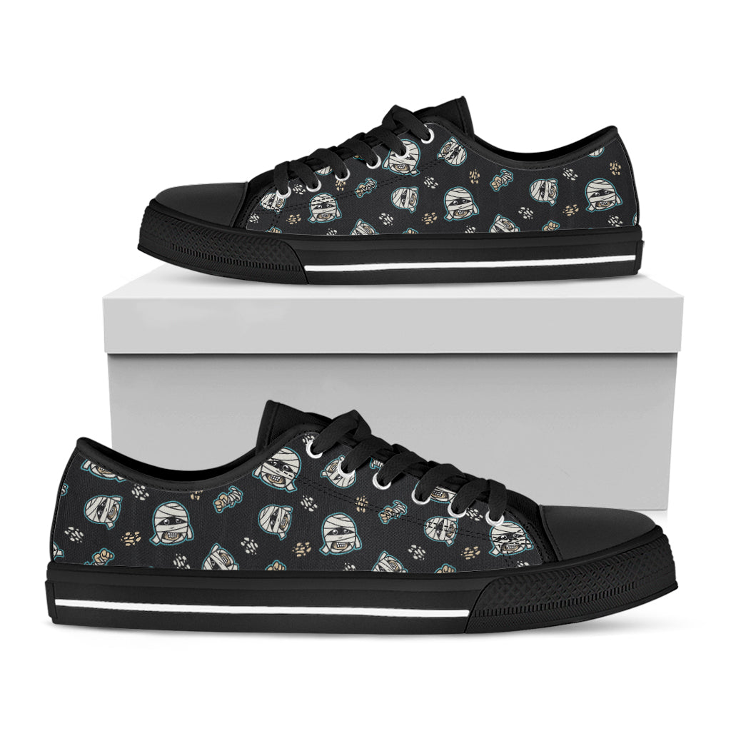 Cartoon Mummy Pattern Print Black Low Top Shoes