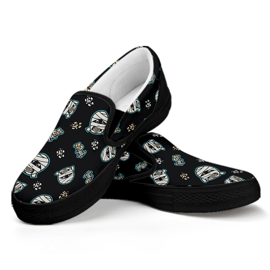 Cartoon Mummy Pattern Print Black Slip On Shoes