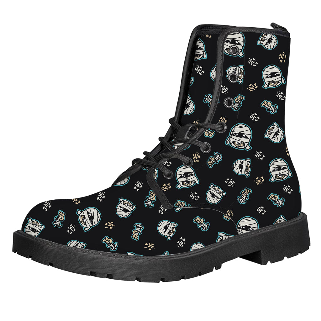 Cartoon Mummy Pattern Print Leather Boots