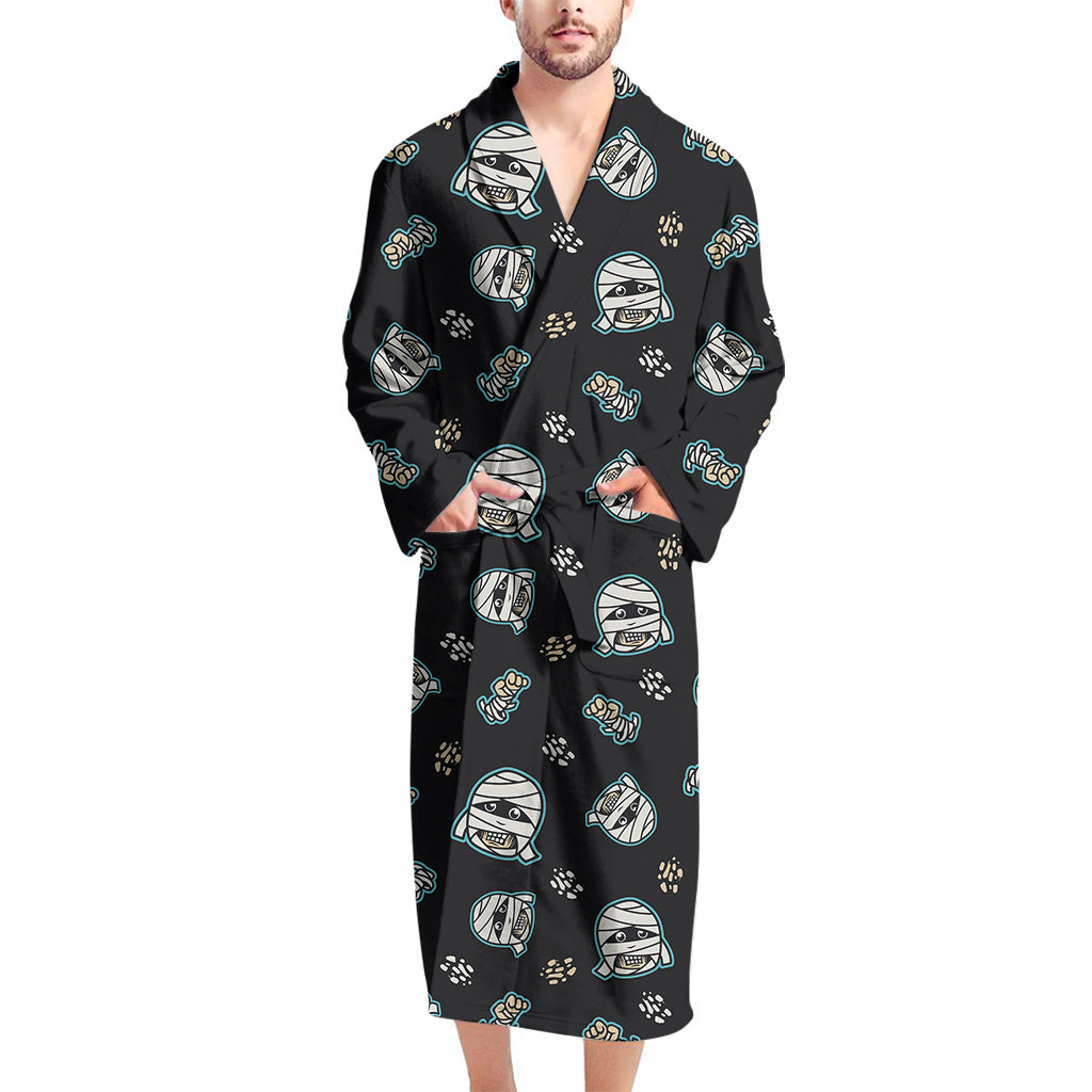 Cartoon Mummy Pattern Print Men's Bathrobe