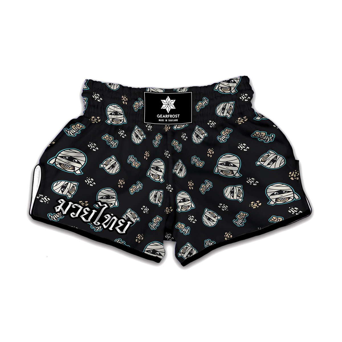 Cartoon Mummy Pattern Print Muay Thai Boxing Shorts