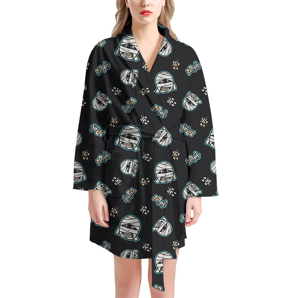 Cartoon Mummy Pattern Print Women's Bathrobe