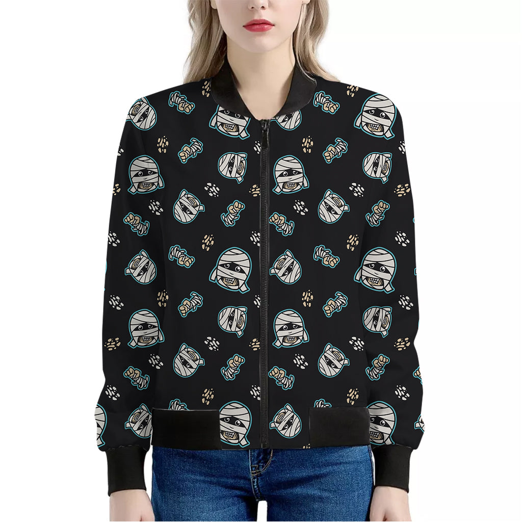 Cartoon Mummy Pattern Print Women's Bomber Jacket