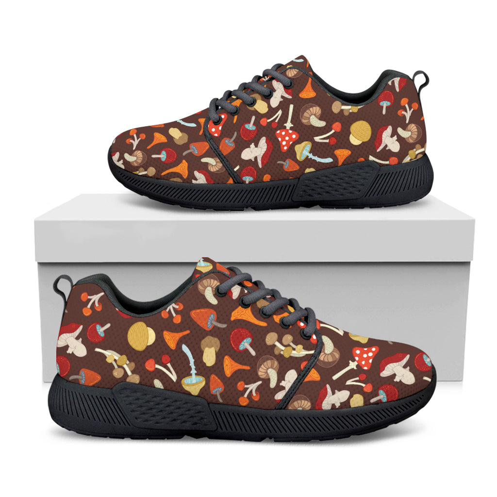 Cartoon Mushroom Pattern Print Black Athletic Shoes