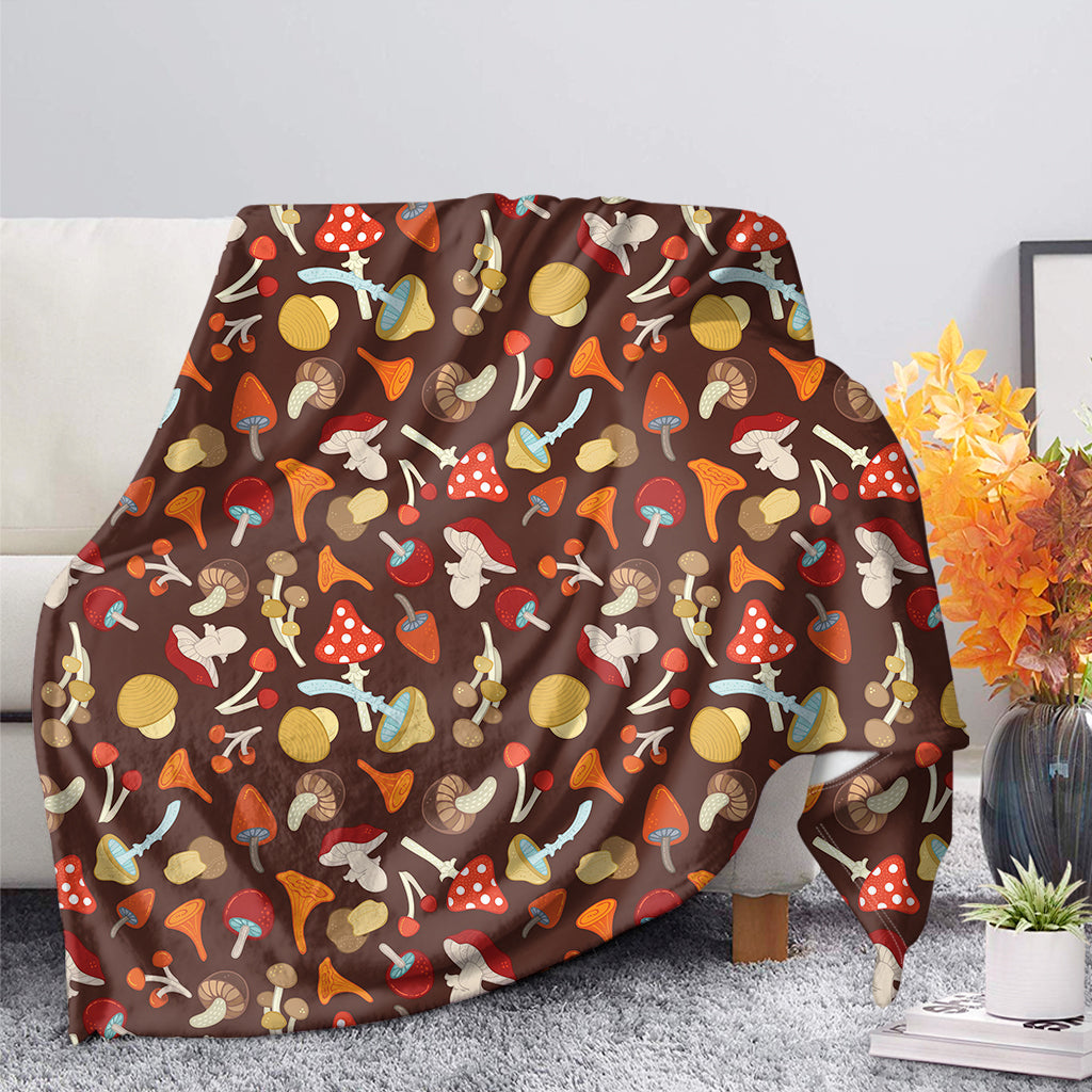 Cartoon Mushroom Pattern Print Blanket