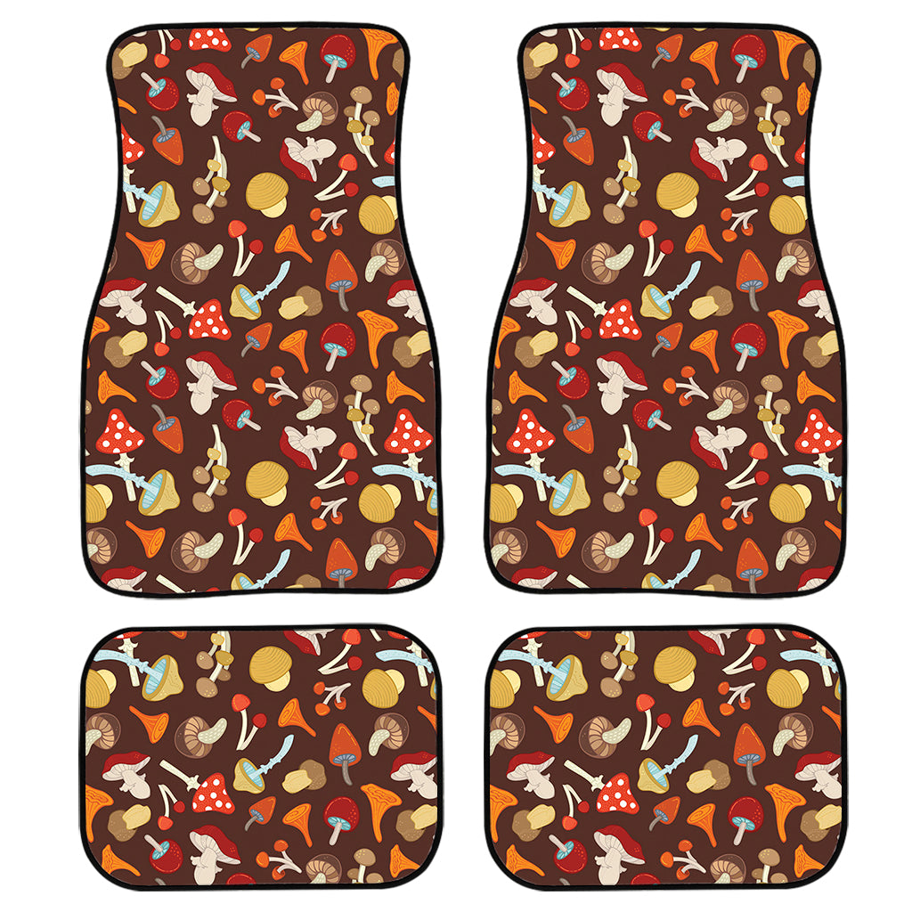 Cartoon Mushroom Pattern Print Front and Back Car Floor Mats