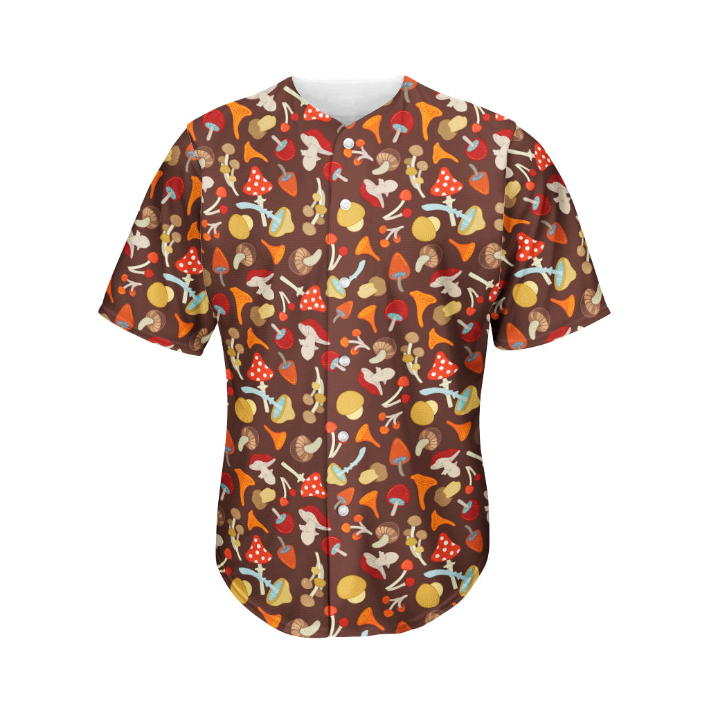 Cartoon Mushroom Pattern Print Men's Baseball Jersey