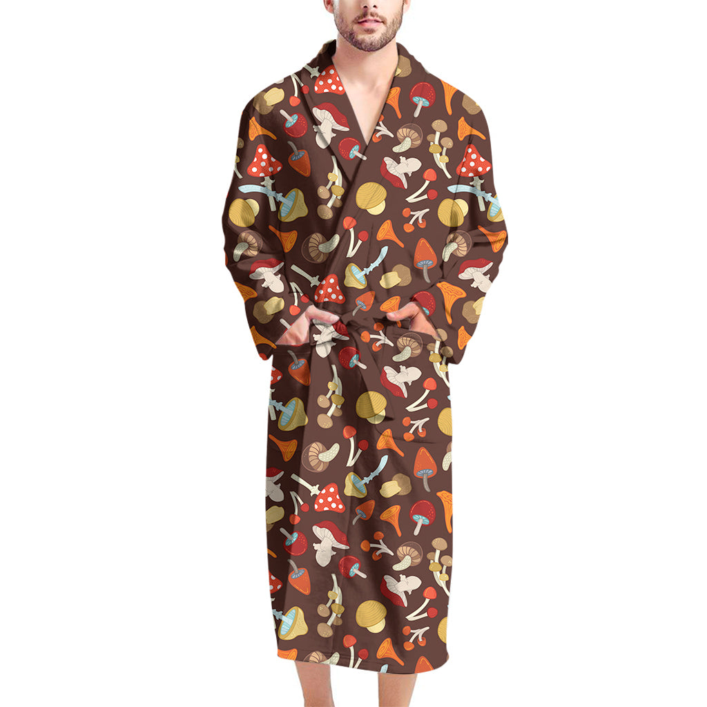 Cartoon Mushroom Pattern Print Men's Bathrobe