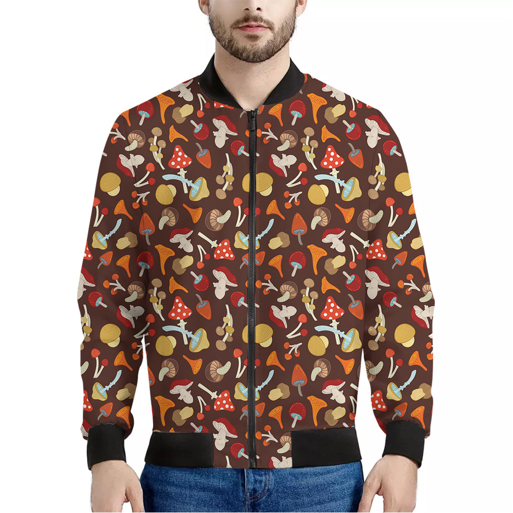 Cartoon Mushroom Pattern Print Men's Bomber Jacket