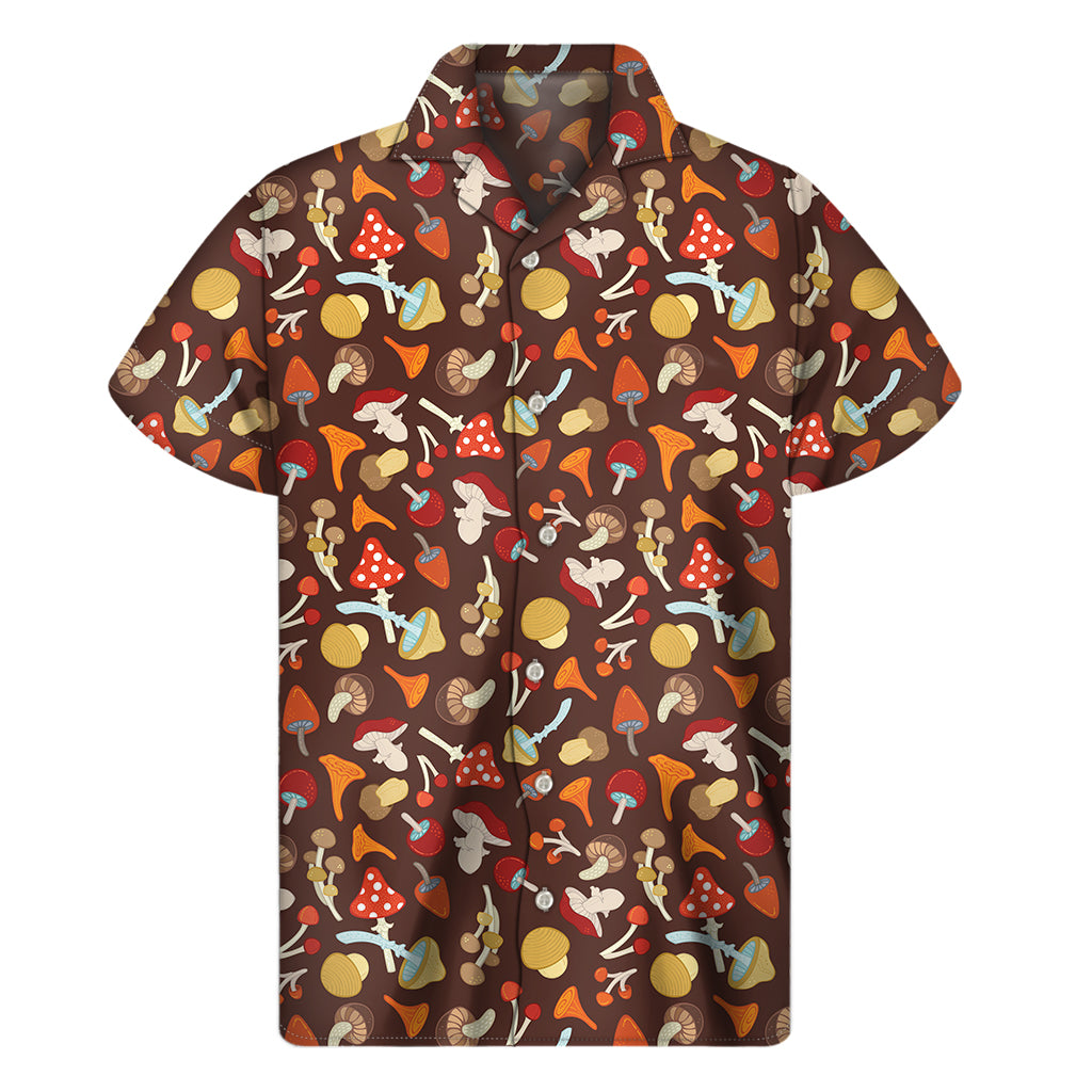 Cartoon Mushroom Pattern Print Men's Short Sleeve Shirt