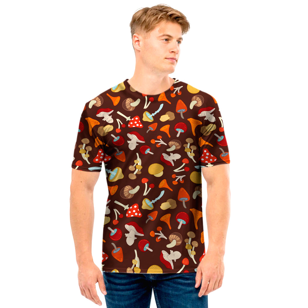 Cartoon Mushroom Pattern Print Men's T-Shirt