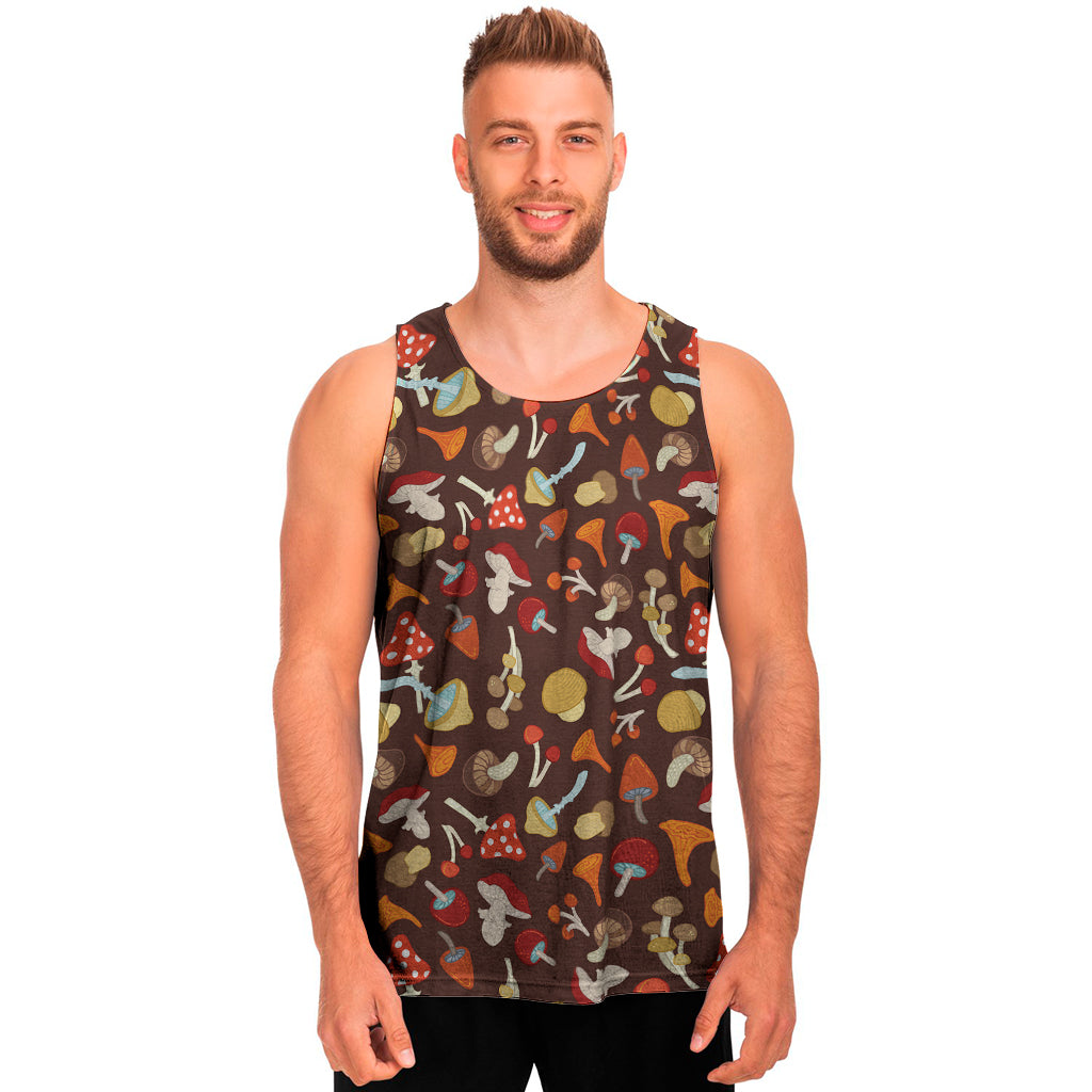 Cartoon Mushroom Pattern Print Men's Tank Top