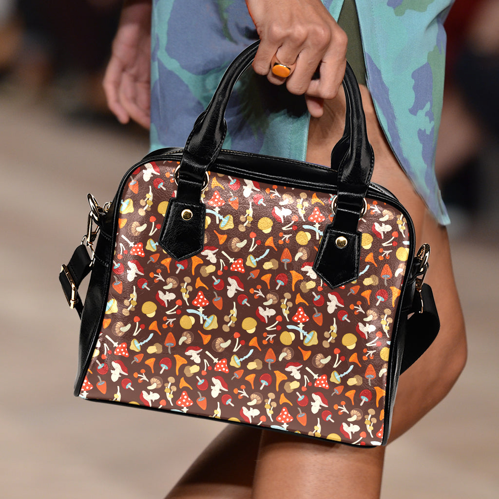 Cartoon Mushroom Pattern Print Shoulder Handbag