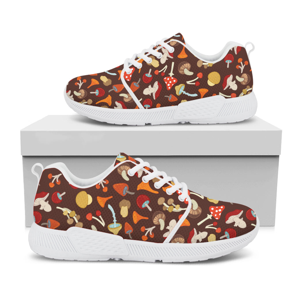 Cartoon Mushroom Pattern Print White Athletic Shoes