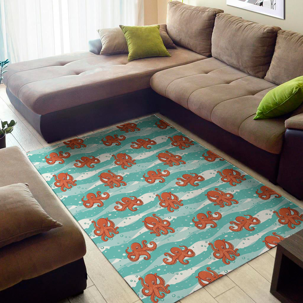 Cartoon Octopus Pattern Print Area Rug