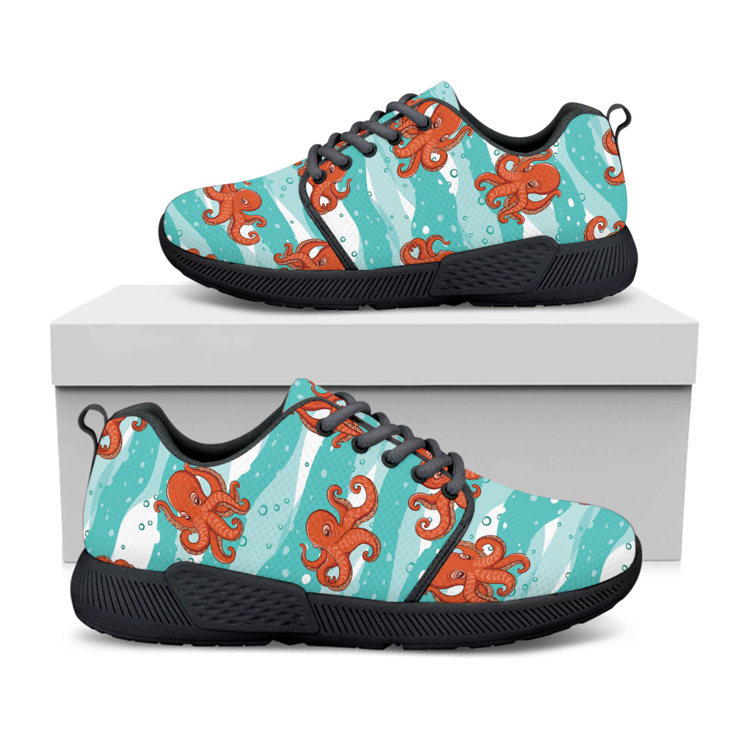 Cartoon Octopus Pattern Print Black Athletic Shoes