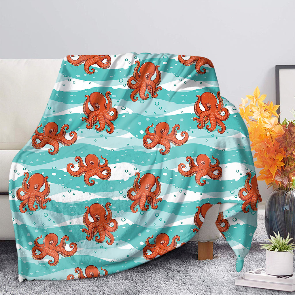 Cartoon Octopus Pattern Print Blanket