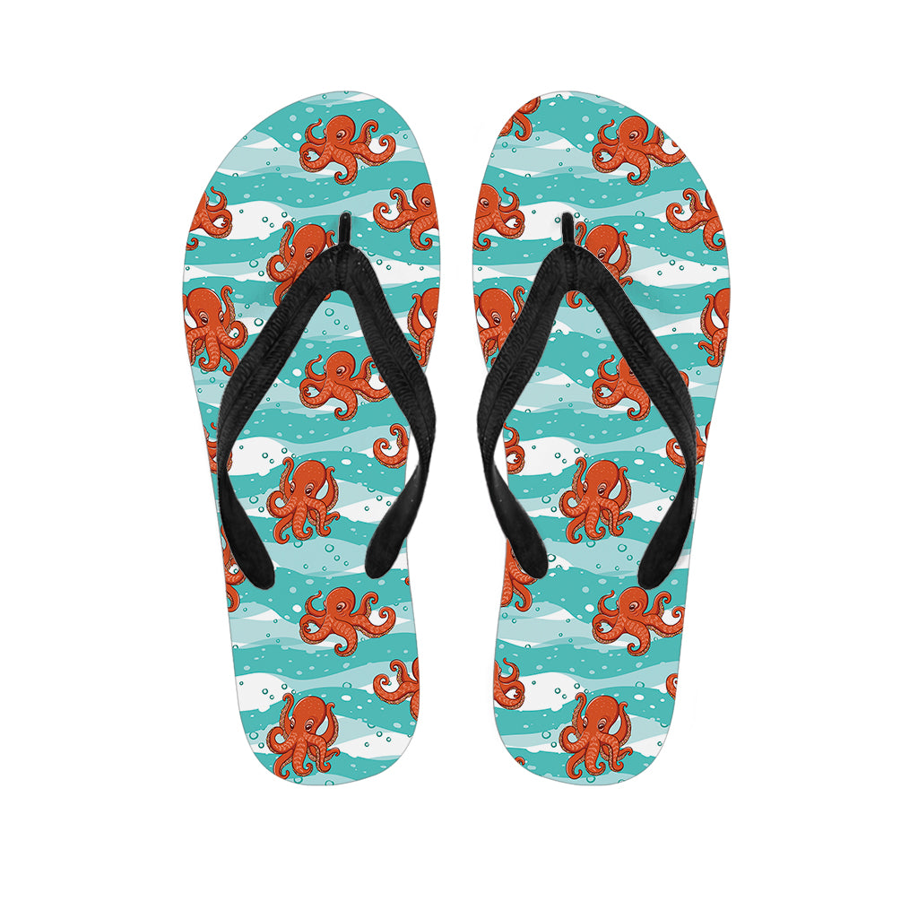 Cartoon Octopus Pattern Print Flip Flops