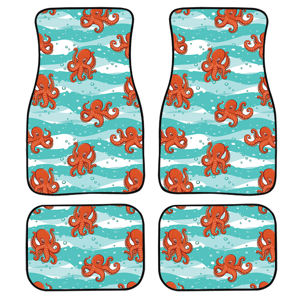 Cartoon Octopus Pattern Print Front and Back Car Floor Mats