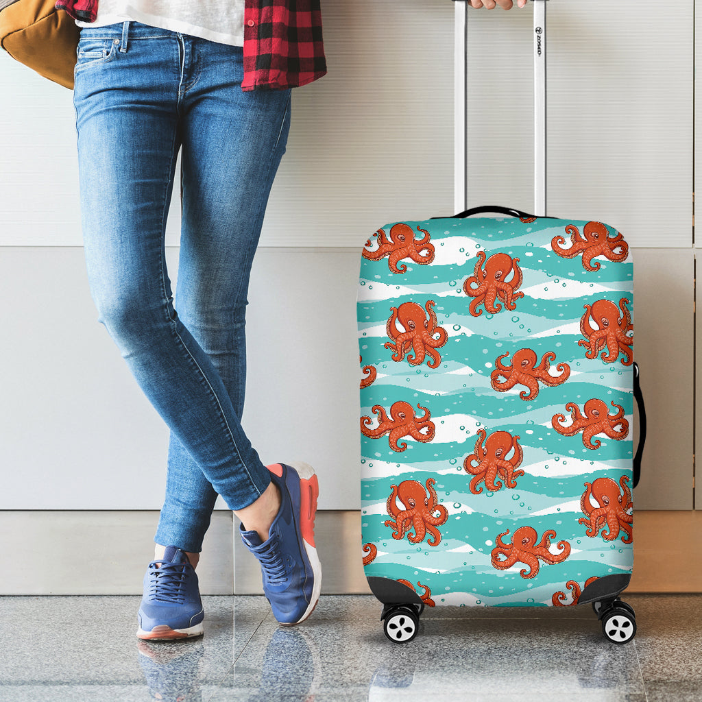 Cartoon Octopus Pattern Print Luggage Cover