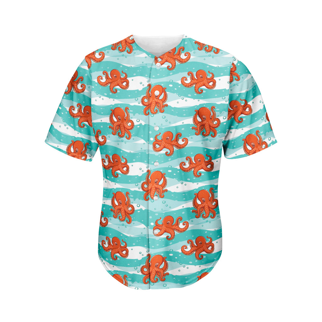 Cartoon Octopus Pattern Print Men's Baseball Jersey