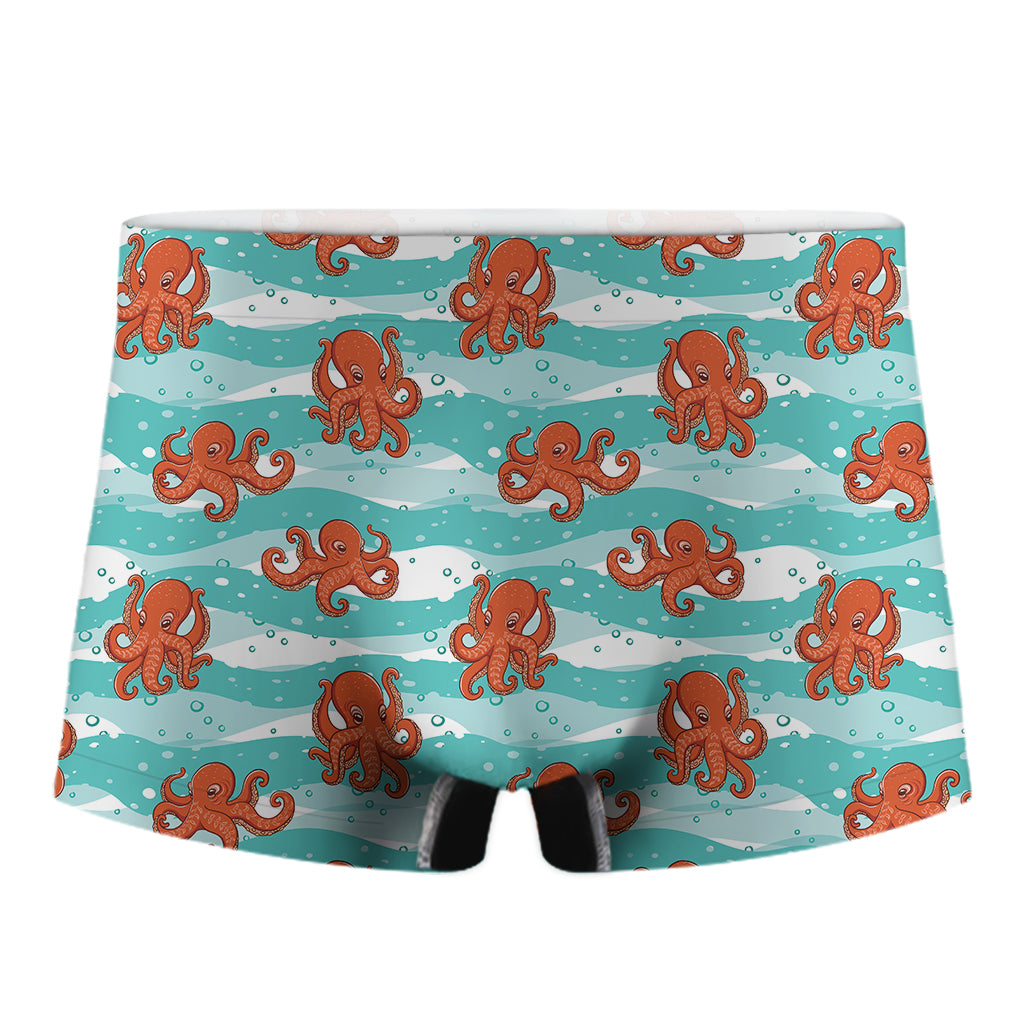 Cartoon Octopus Pattern Print Men's Boxer Briefs