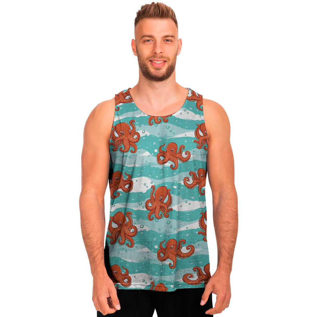 Cartoon Octopus Pattern Print Men's Tank Top