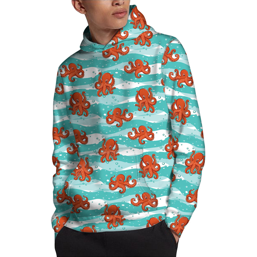 Cartoon Octopus Pattern Print Pullover Hoodie