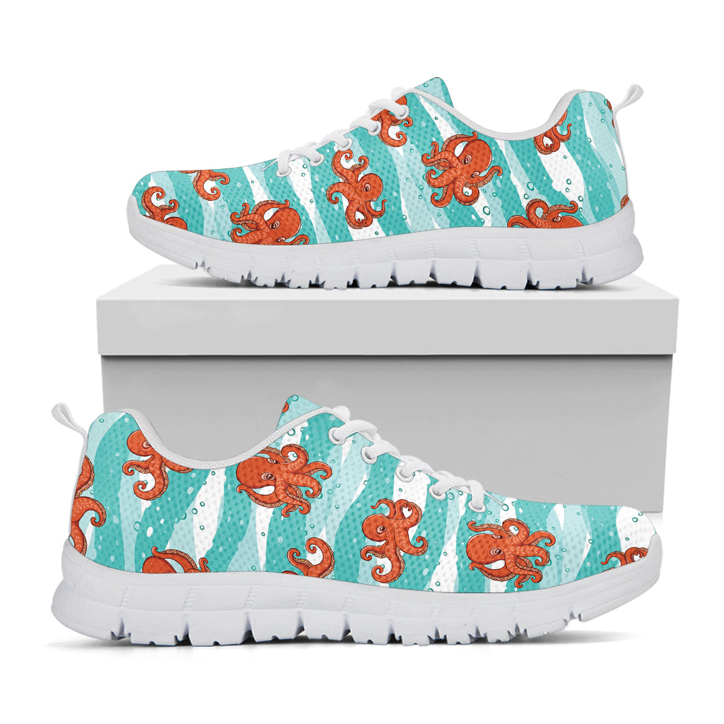 Cartoon Octopus Pattern Print White Sneakers