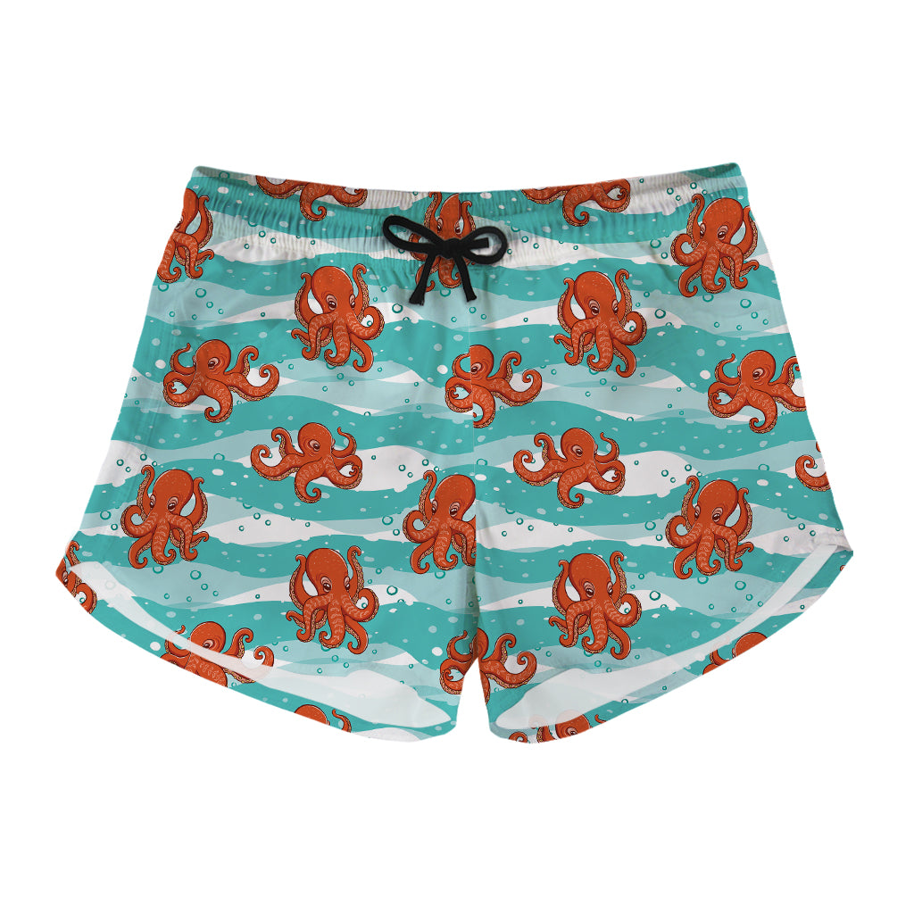 Cartoon Octopus Pattern Print Women's Shorts