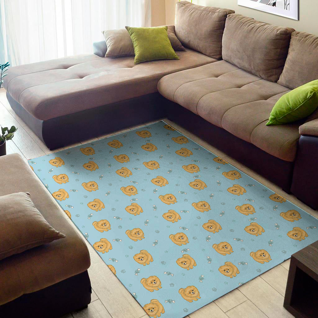 Cartoon Pomeranian Pattern Print Area Rug