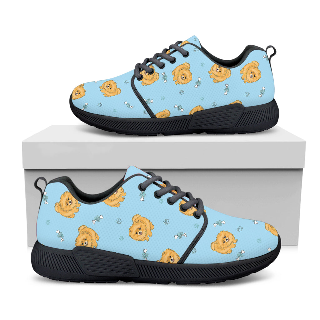 Cartoon Pomeranian Pattern Print Black Athletic Shoes