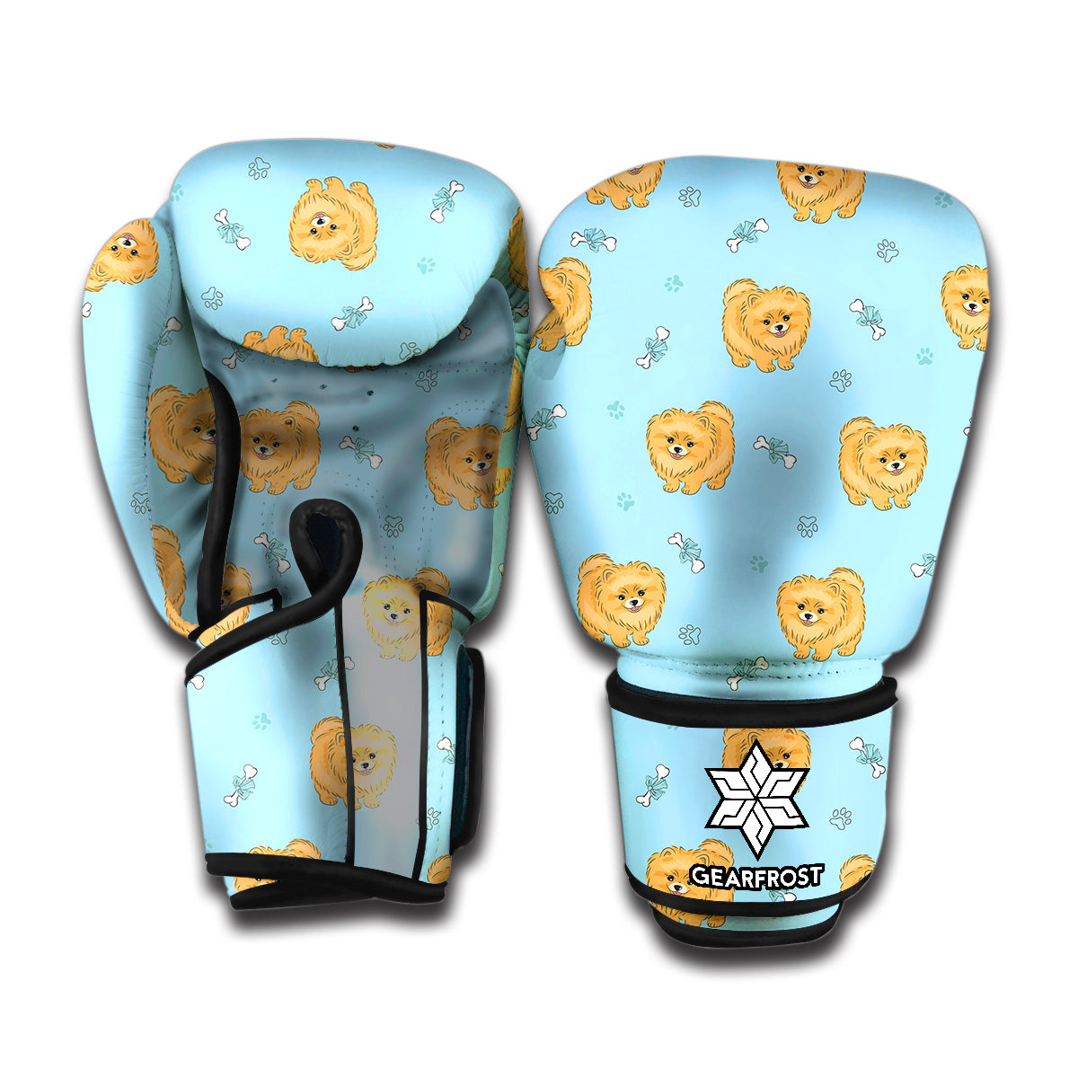 Cartoon Pomeranian Pattern Print Boxing Gloves