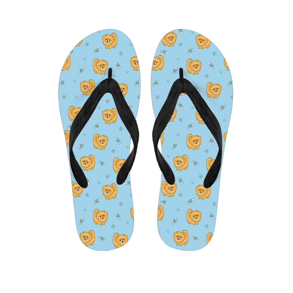 Cartoon Pomeranian Pattern Print Flip Flops