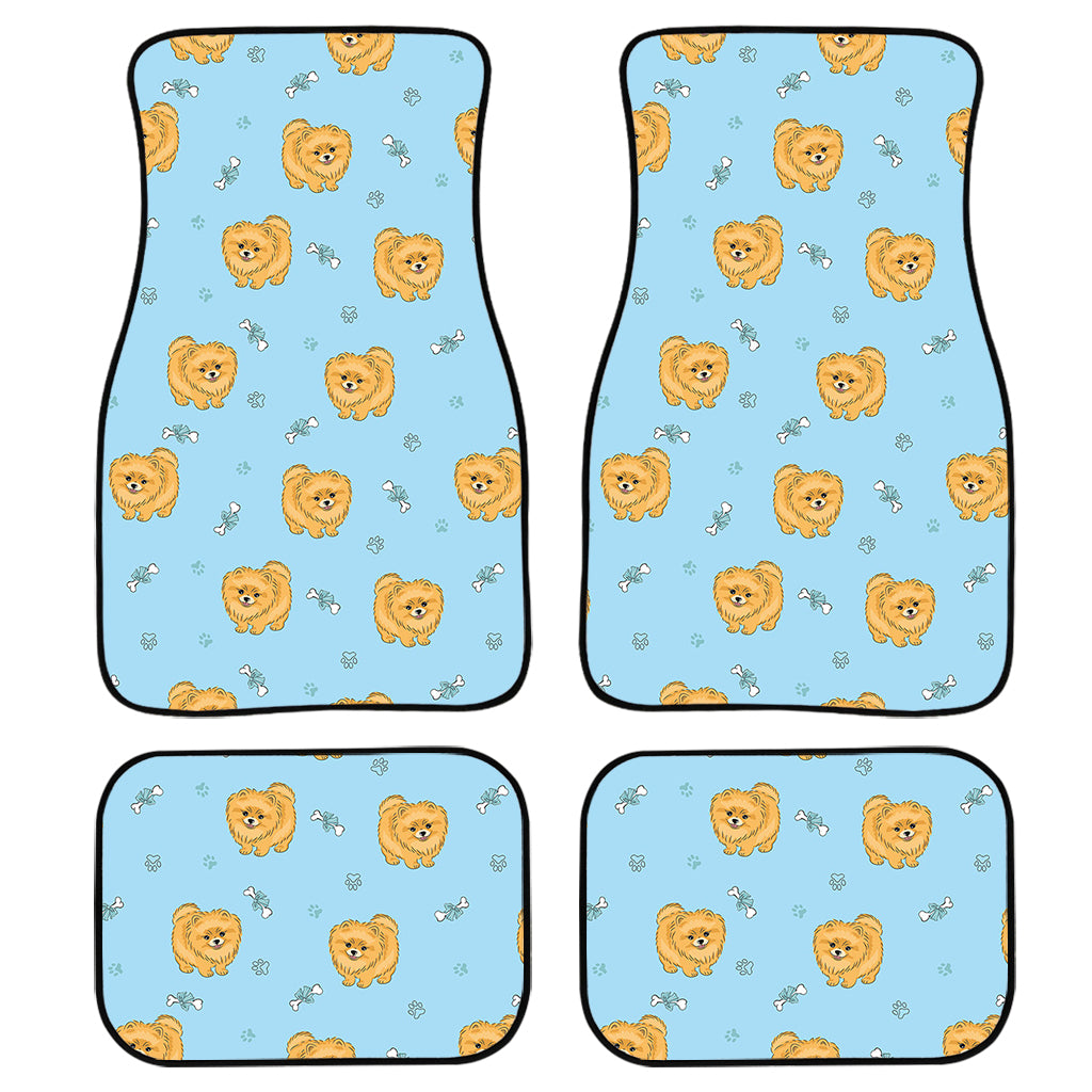 Cartoon Pomeranian Pattern Print Front and Back Car Floor Mats