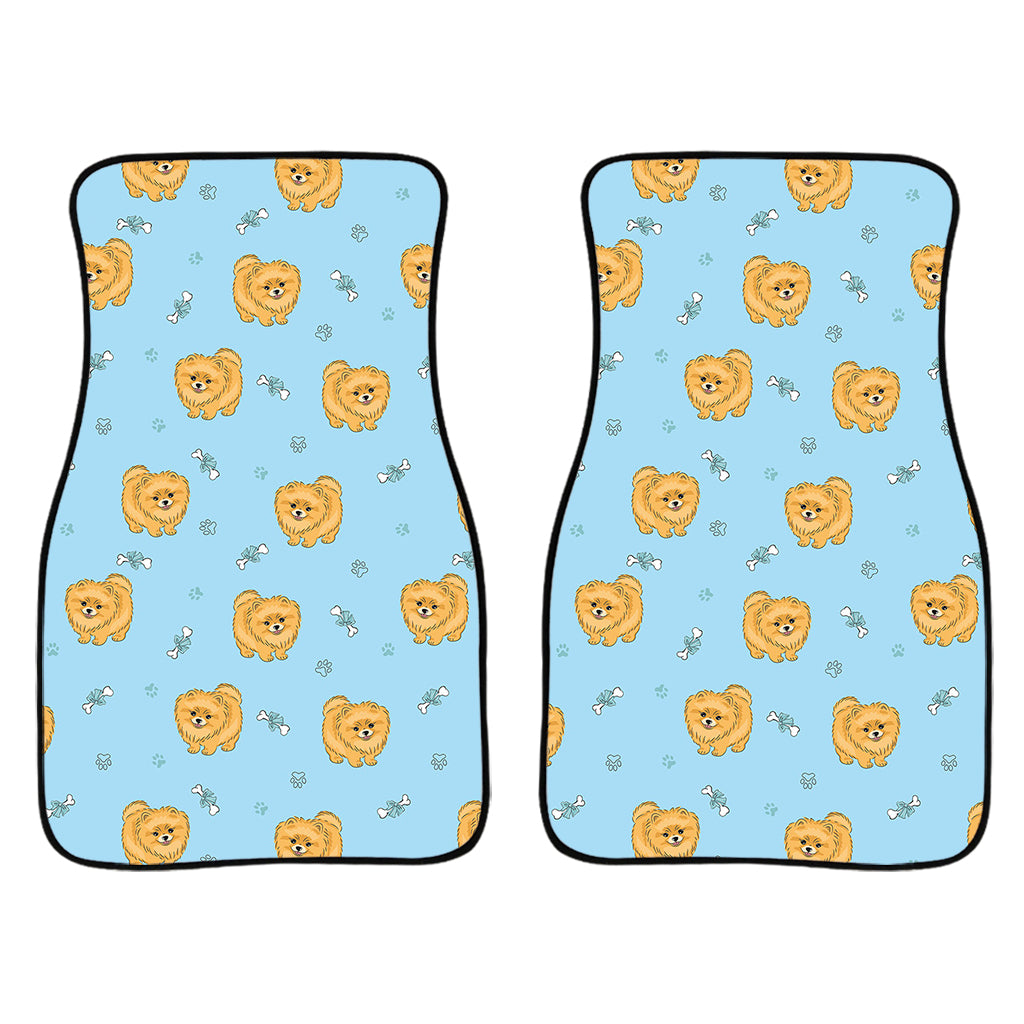 Cartoon Pomeranian Pattern Print Front Car Floor Mats