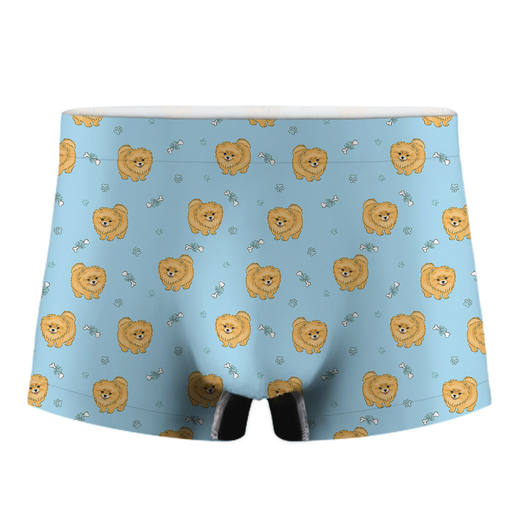 Cartoon Pomeranian Pattern Print Men's Boxer Briefs